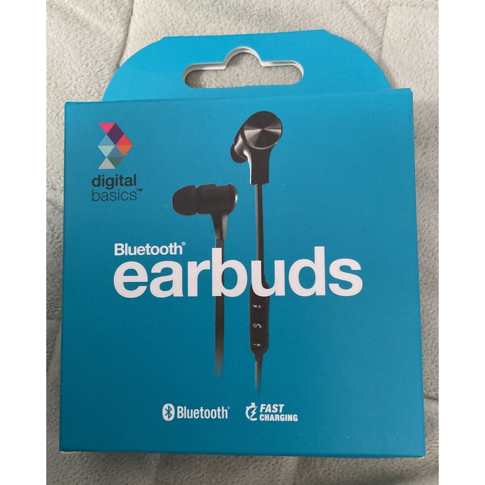 NIB Digital Basics Bluethooth earbuds Fast Charging Silver USB Charging Cable